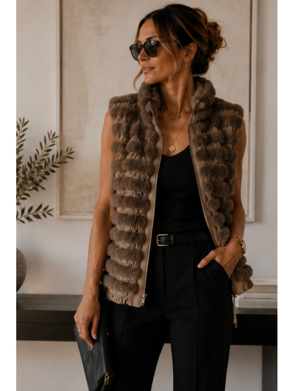 Etcetera rabbit fur vest - size S